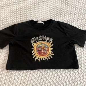 ROMWE black sublime crop top